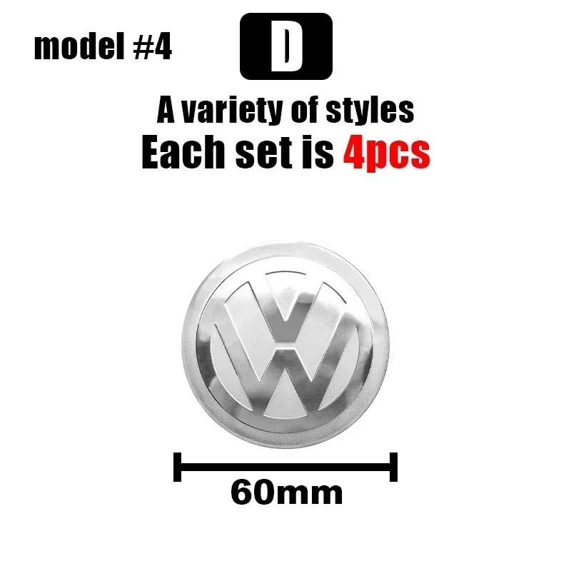 4pcs 56/60/65mm Volkswagen Car Wheel Center Cover Stickers Hub Cap For VW R Golf Touran Octavia Motion GTI Polo Auto Accessories pks2