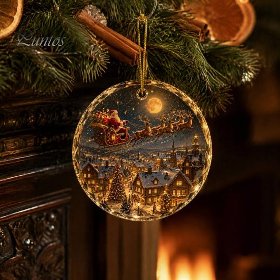 Acrylic Holiday Tree Decoration Christmas Landscape Scene Ornament for Decor, Decorative Elegant Hanging Keepsake Party And Seasonal Home Decorations