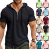 Sommer Herren T-Shirt mit Kapuze und Reißverschluss
