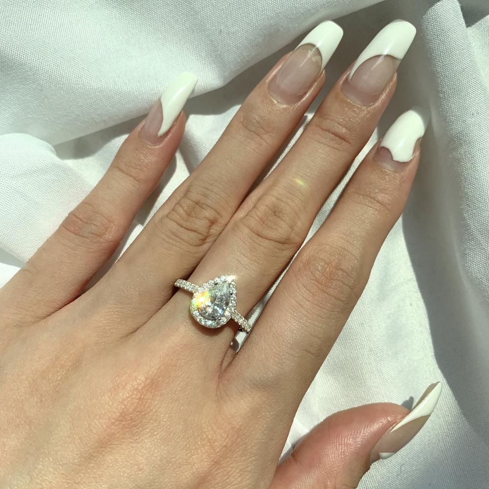 Tancise Women Classic 925 Sterling Silver  Zircon Ring Ladies Jewelry Wedding Promise Party Gift