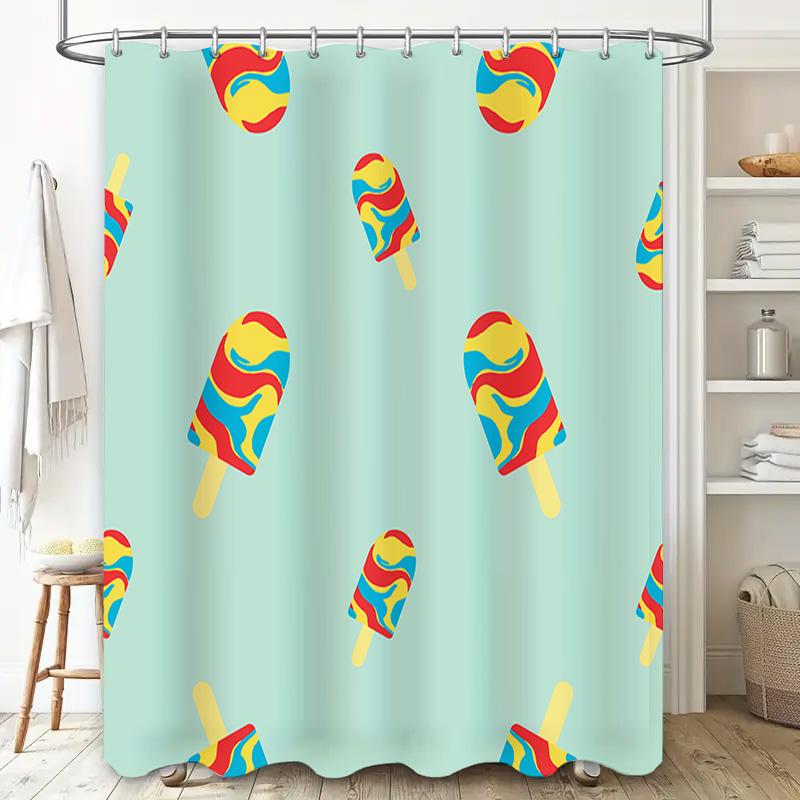 Summer Style Popcorn Print Shower Curtain Waterproof Bath Decor Home Decoration Custom Size 180X240Cm Blue Red Yellow Color