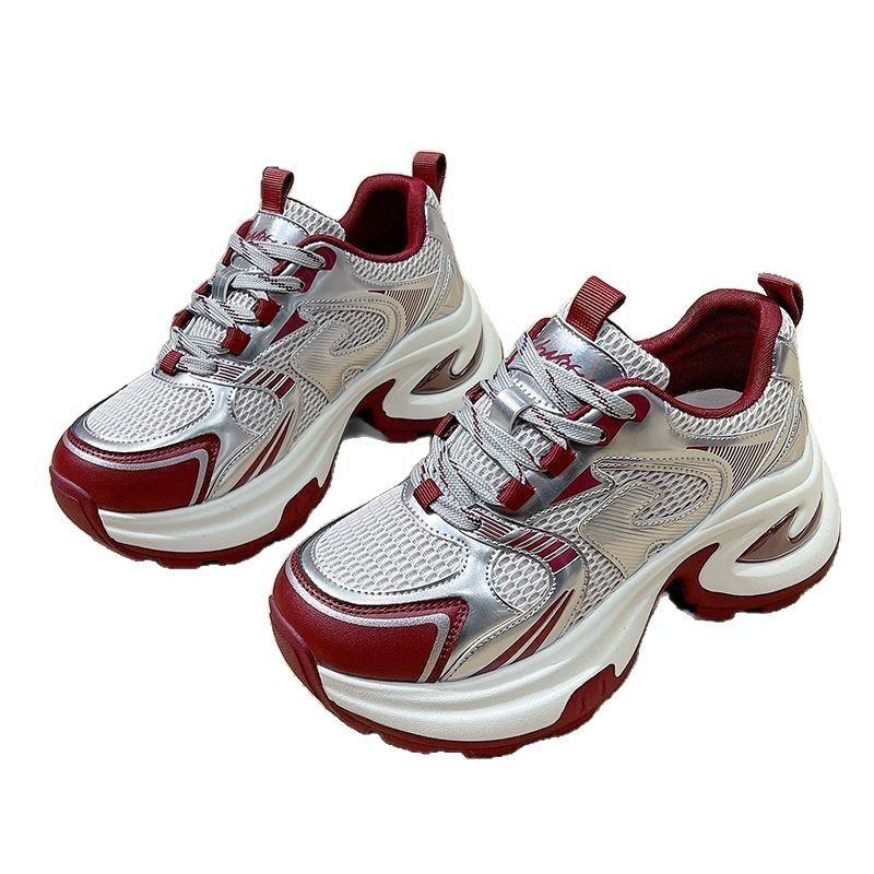 Silver Dad Shoes Women's Spring and Autumn New Versatile Small Height Increase Platform Casual Sports Shoes