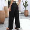 VEZFAA Women's Fashion Casual Colour Block Print High Waist Trousers Pants & Capris