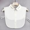 Mote Damer Falsk Krage for Kvinner Chiffon Falsk Krage Rhinestone Lappel Avtakbar Knapp Halvskjorte Bluse Topp