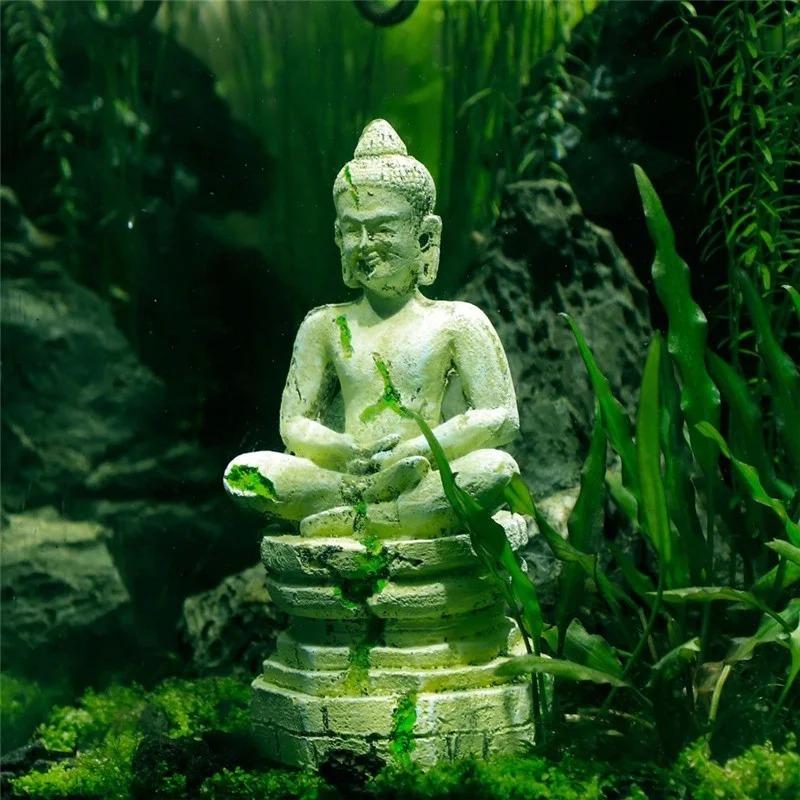 1 Stück Aquarium Landschaftsdekorationen Buddha Statue Sitzend Aquarium Zierde Handwerk