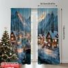 2pcs 2D flat printing Merry Christmas Scene Curtains Winter Village Versatile Polyester Without Electricity Festive Wall Decor