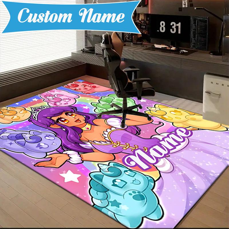 Tappeto Personalizzato Nome Aphmau Candy Adventure, Tappeto da Gioco, Tappetino per Camera da Letto Soggiorno Ingresso, Idea Arredamento Casa Regalo per Natale Compleanno