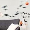 24 Halloween Bat Decoration Door Frames, Hollow Bat Wall Decoration, Paper Bat Wall Sticker, Halloween Party Interior Supplies