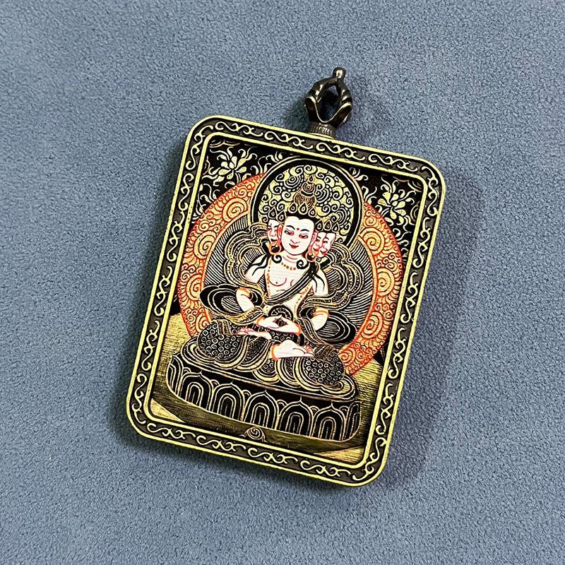 men and women Lucky Talisman decorative pendant alloy material Buddhist figure painting thangka Wealth Luck Feng Shui Decor