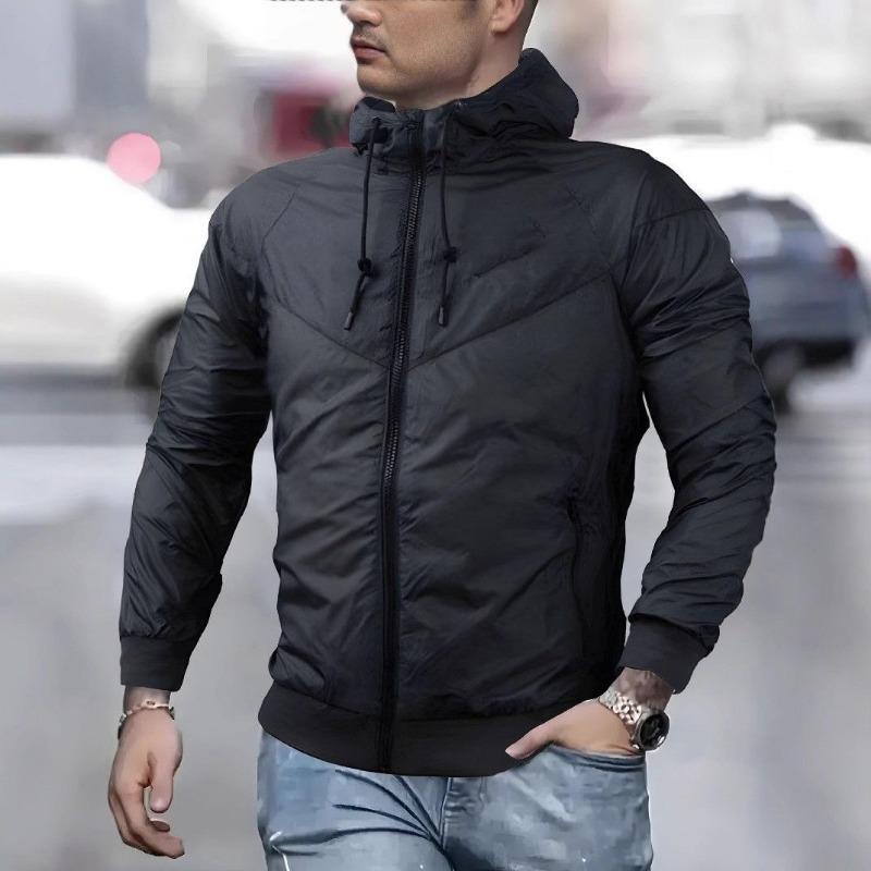 Sportlicher Windbreaker Herren Frühling Herbst Dünne Jacke Outdoor Kapuzenjacke Freizeitjacke