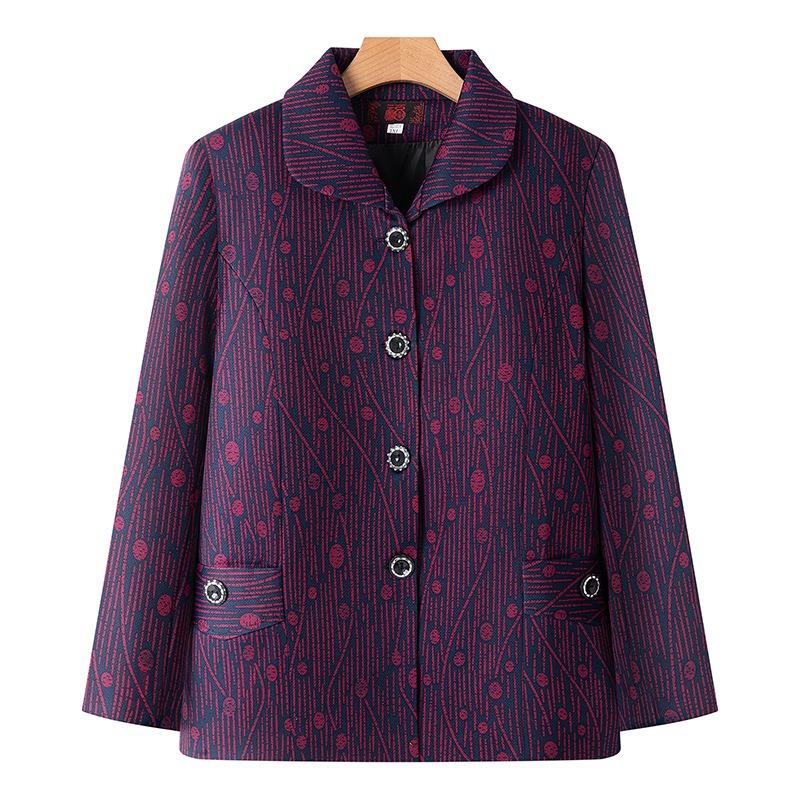 Autumn Women's Top with Lining, Year 0 Thin Coat, Old Lady Lapel Gown