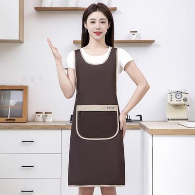 New Polyester Cooking Apron Waterproof Oil Resistant Chef Aprons Front Pocket Protective Kitchen Overalls Home Use