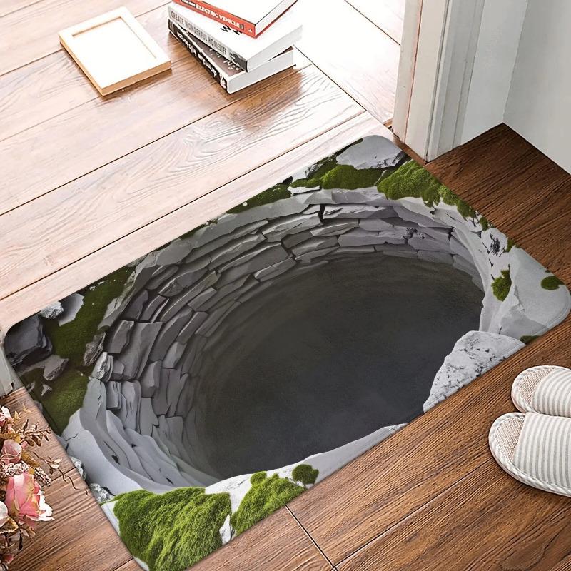 3D Cave Hole Doormat Anti-Slip Entrance Kitchen Bath Door Floor Mat Garden Rug Carpet Footpad