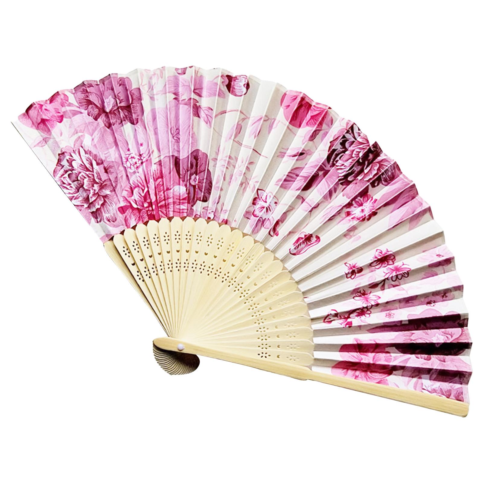 

Floral Folding Fan Vintage Bamboo Hand Fans for Women Girls Performances Dance Decorations Music Festival Gift 17