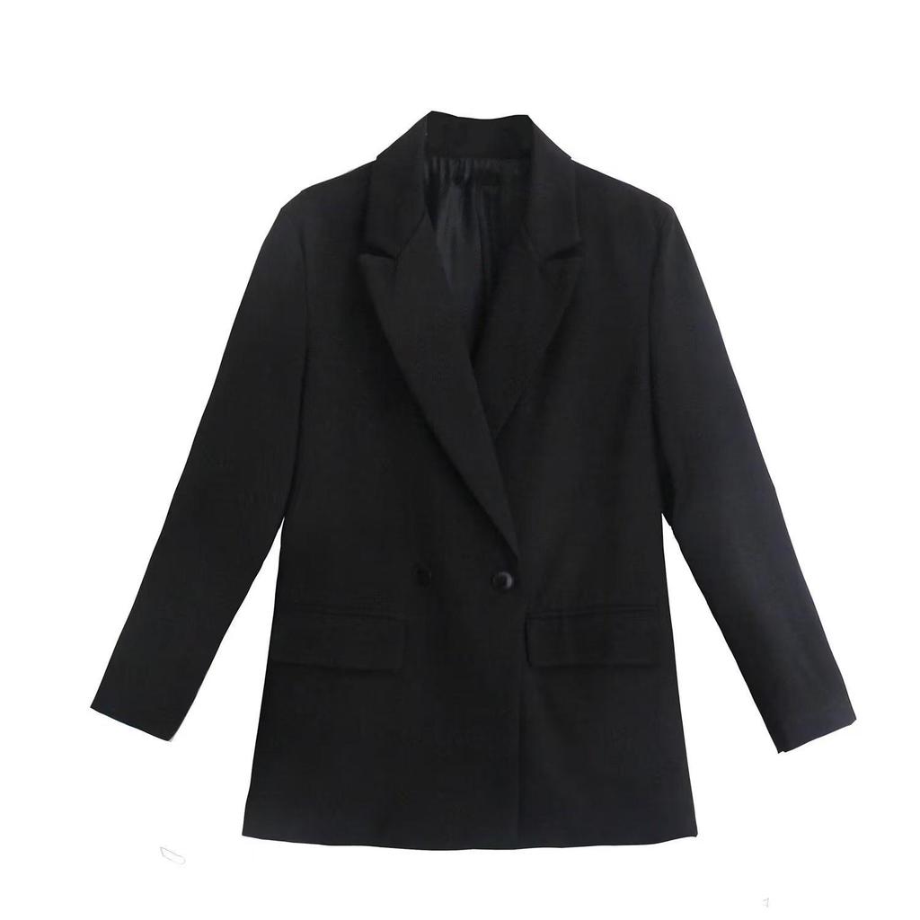 Herbst 2023 Europäischer und amerikanischer Damen-Zweireiher-Blazer mit lockerer Passform und einfarbiger