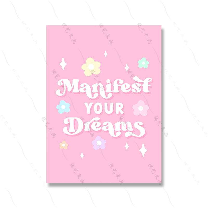 Dievčenský citát Ružový nástenný umelecký plagát Tlač Kancelária Spálňa Dekor na plátne Vtipné feministické pastelové farby Rainbow Colou Painting Room Home Decor (s rámom)