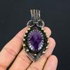 Einzigartiger Amethyst-Edelstein, reiner Kupferdraht, umwickelt, handgefertigter Anhänger-Schmuck