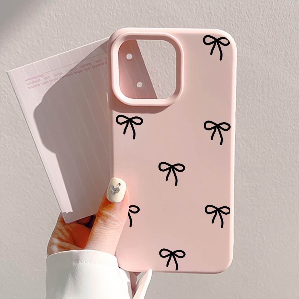 Minimalistische schwarze Schleife Handyhülle geeignet für iPhone 17 16 15 14 13 12 11 Pro/Max/Plus sturzsicher und stoßfest Rückseite