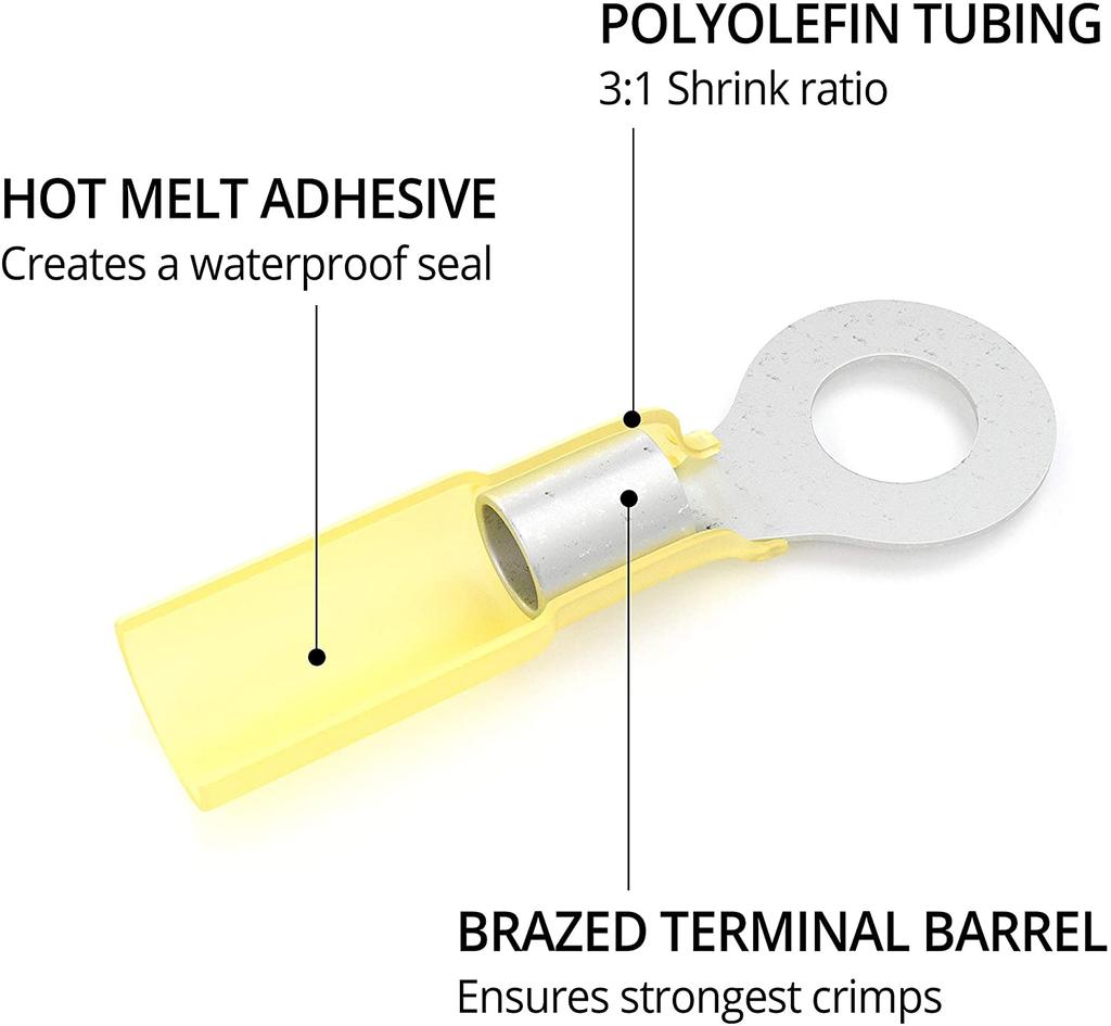 10PCS/BAG AWG 12-10 4 5 6²MM Waterproof Ring Wire Connectors Nylon Insulated Heat Shrink Ring Terminal Electrical Wire Crimp Connectors