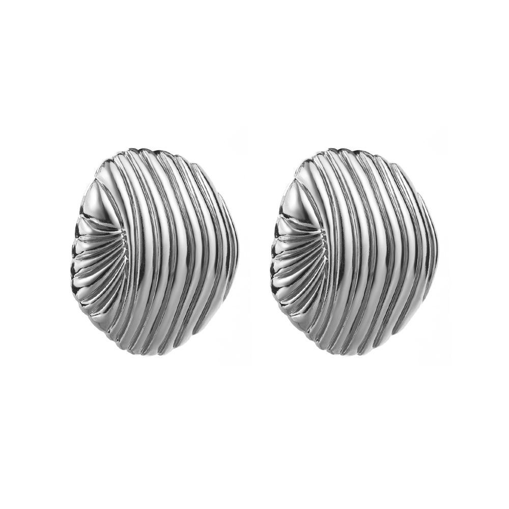 Metal Oval Irregular Lines Geometric Stud Earrings for Women New Vintage Classic Design Zircon Party AccessoriesZAA медный