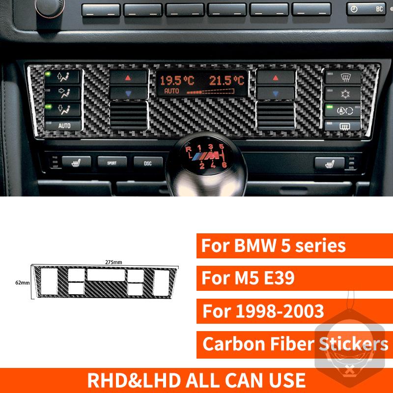 For BMW 5 Series M5 E39 1998-2003 Real Carbon Fiber Sticker Radio AC CD Shift Door Lift Panel Car Accessories Ide Decorative