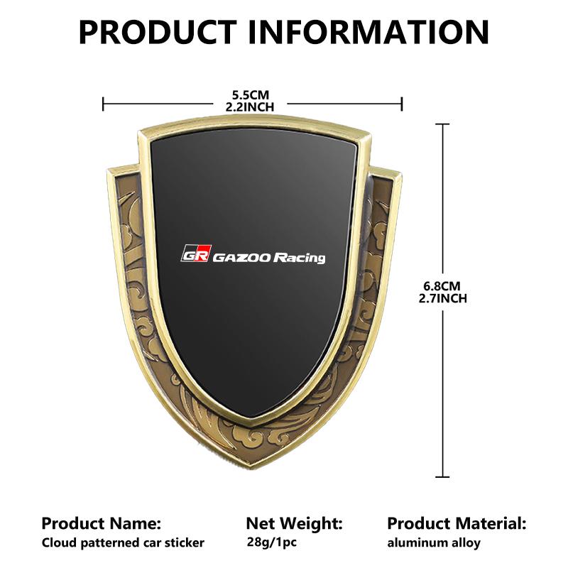 Car Styling 3D Shield Metal Emblem Badge Sticker Decoration Decal For Toyota GR MN Corolla Yaris Aygo Prius RAV4 Crown CHR Camry