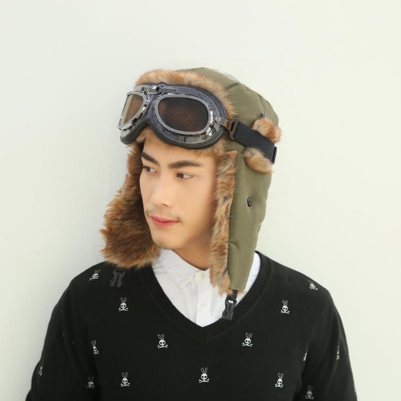 Thermal Winter Hat With Detachable Goggles For Skiing Riding And Outdoor Activity Vintage Style Ear Protection Cold Weather