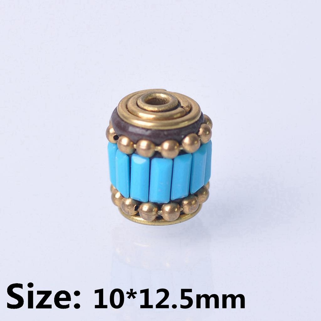 Handmade Nepalese Buddhist Tibetan Brass Metal & Clay Loose Craft Beads for Necklace Jewelry Making DIY