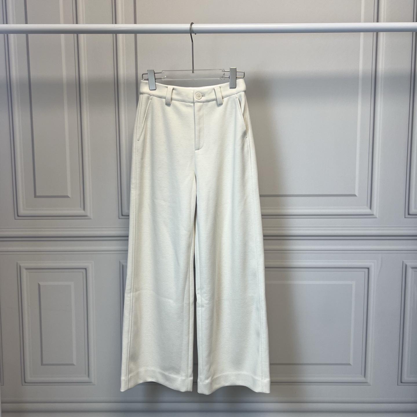 

Off-White Acetic Acid Wool Wide-Leg Pants - Winter Style, Slim-Fit, Casual & Versatile Small грязно-белый