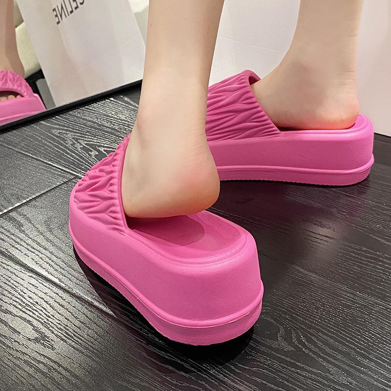 Neue Sommer Damen EVA Plateau Pantoletten Peeptoe Outdoor Freizeit Schuhe für Frau Flache Sohle Bequem Rutschfest Strand Pantolette