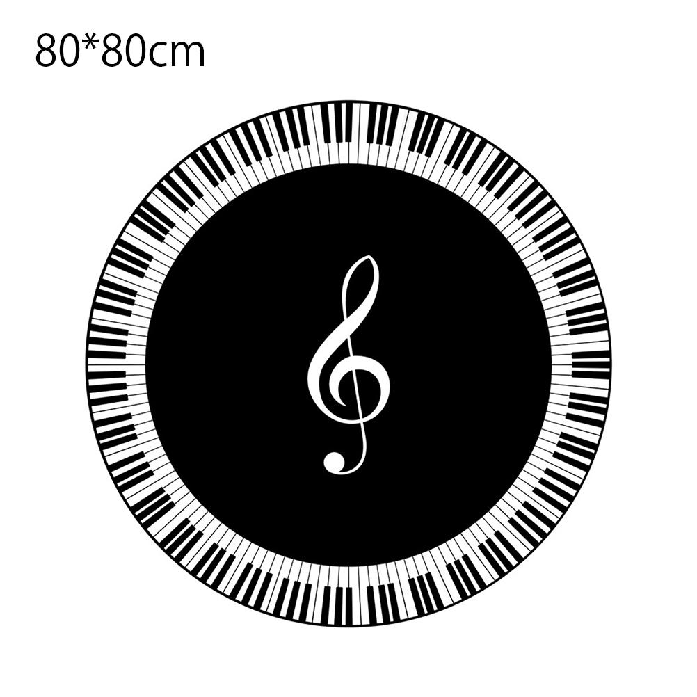 Musical Note Black White Piano Key Printed Round Carpets Area Rugs for Home Living Room Bedroom