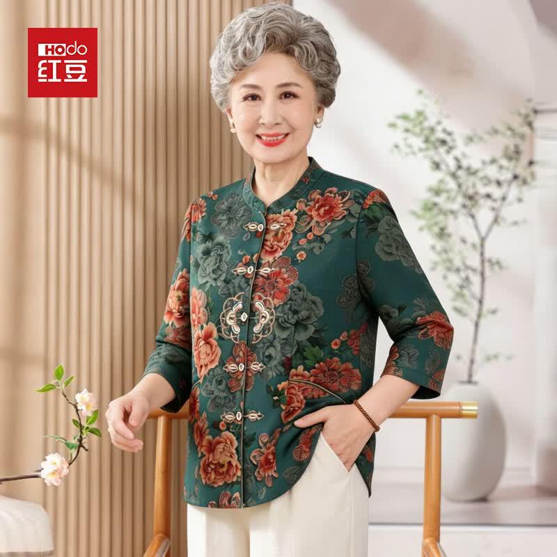 Hodo Mid-Aged Women s New Chinese Style Tang Shirt 3XL зелёный