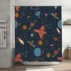 Space Adventure Shower Curtain Outer Space Decor for Bathroom Unique Astronaut and Rocket Design 180 x 240cm Waterproof Fabric S