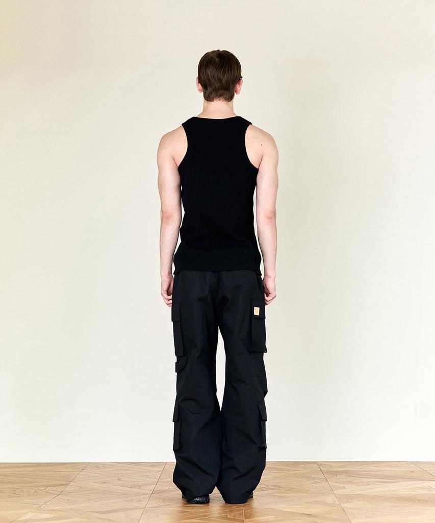 Hoite Het Strap Cotton Cargo Pants (Black)