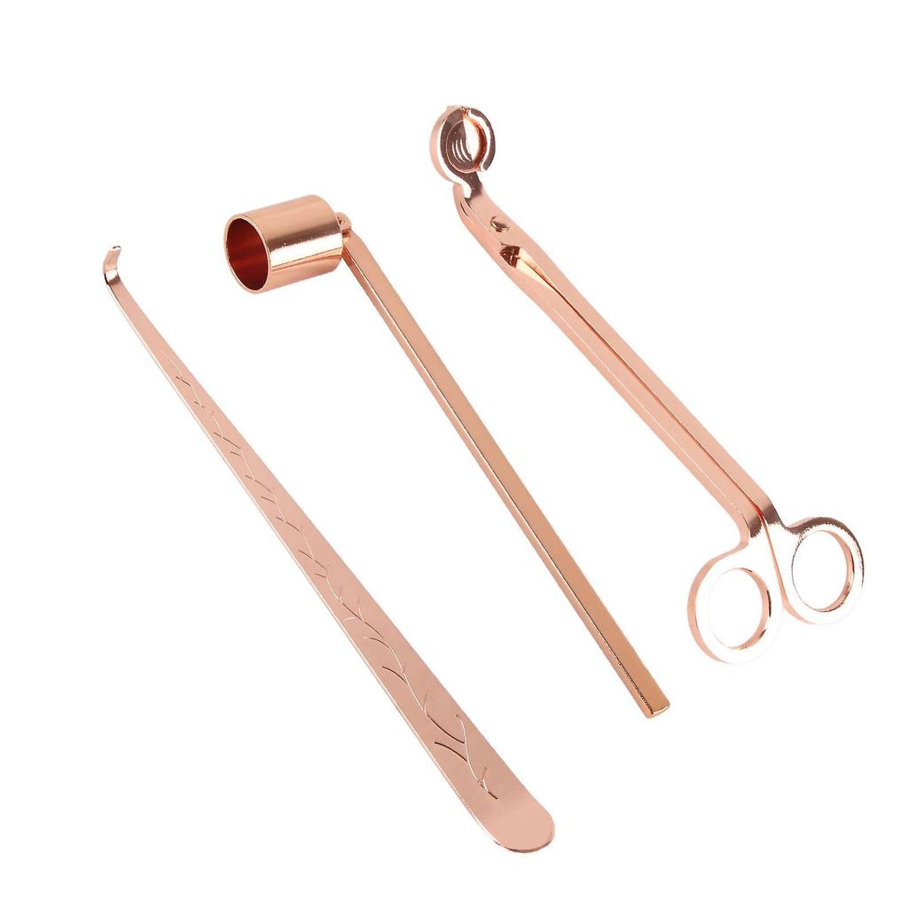 Candle Accessory Set Stainless Steel Candle Wick Trimmer Cutter Candle Snuffer Extinguisher Wick Dipper Rose Gold