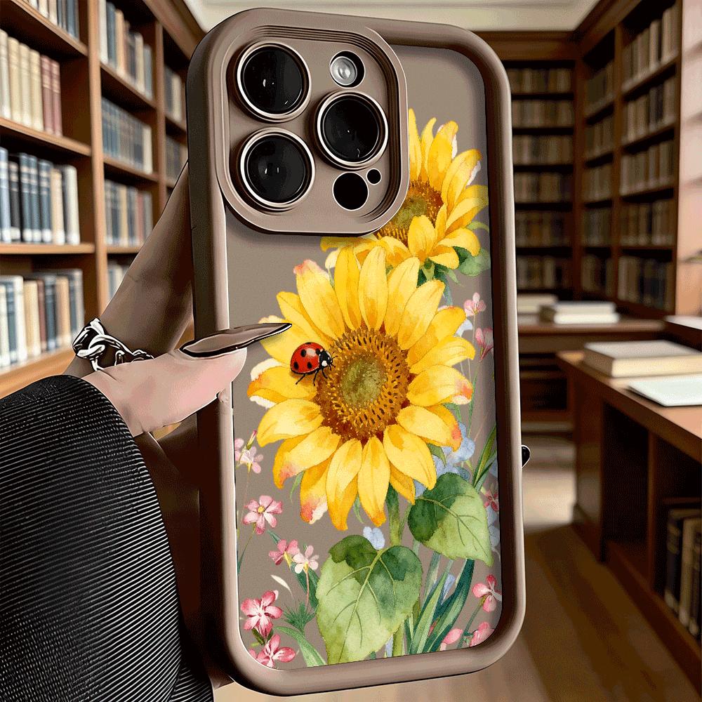Sunflower Ladybug Watercolor Shockproof Soft Phone Case For Xiaomi Redmi Note 15 14 13 12 11 10 9 Pro Anti-Slip Anti-Fall Cover