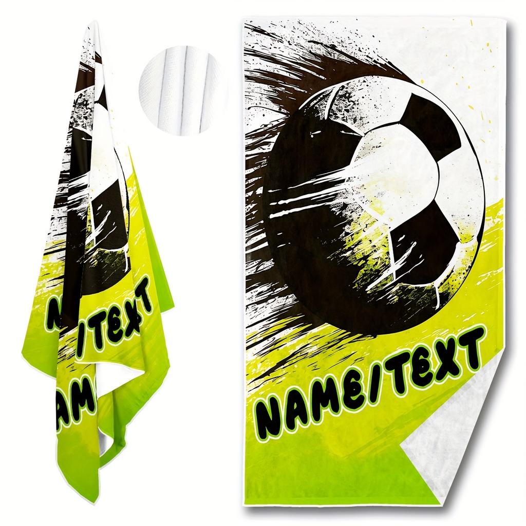 Custom Soccer Beach Towel Personalized Name Text Football 160x80cm Microfiber Bath Towels All Season Soft Absorbent Blanket