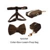 Dark Brown Velvet Dog Collar And Leash Set For Dogs Custom Engraved Nameplate Pet Supplies Dog Leash Velvet11