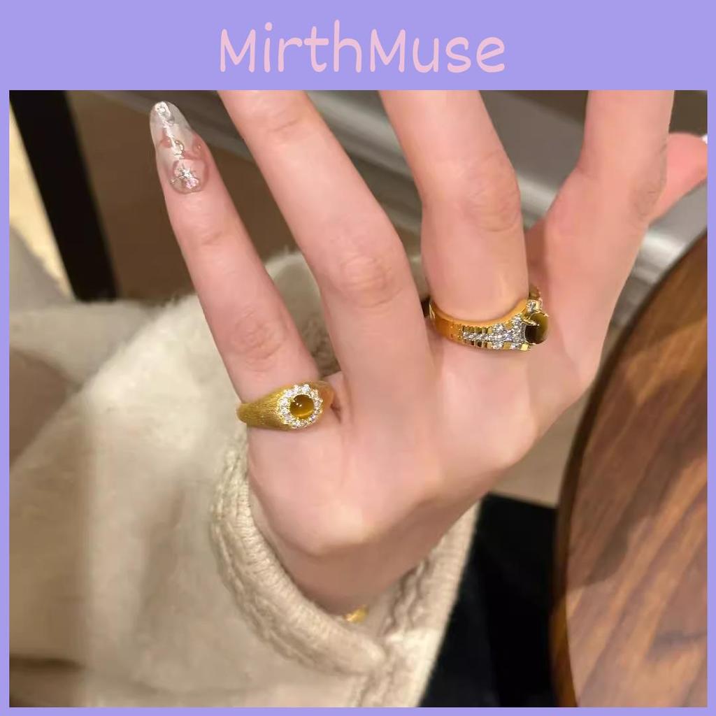 Elegant Adjustable Copper Ring With Tiger Eye Stone For Women Stylish Accessory