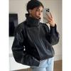 **Women's Faux Leather Jacket Cropped Loose Biker Style PU Leather Coat Spring Autumn Motorcycle Jacket**
