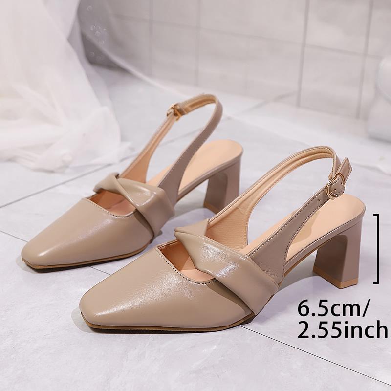 

French Style Women s Sandals Covering Head Gentle Fairy Wind Back Empty Single Shoes High Heels Summer New Arrival Rubber Sole 35 абрикосовий