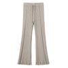 Women's High Waist Micro Flare Tassel Drape Knit Pants - Coffee Color