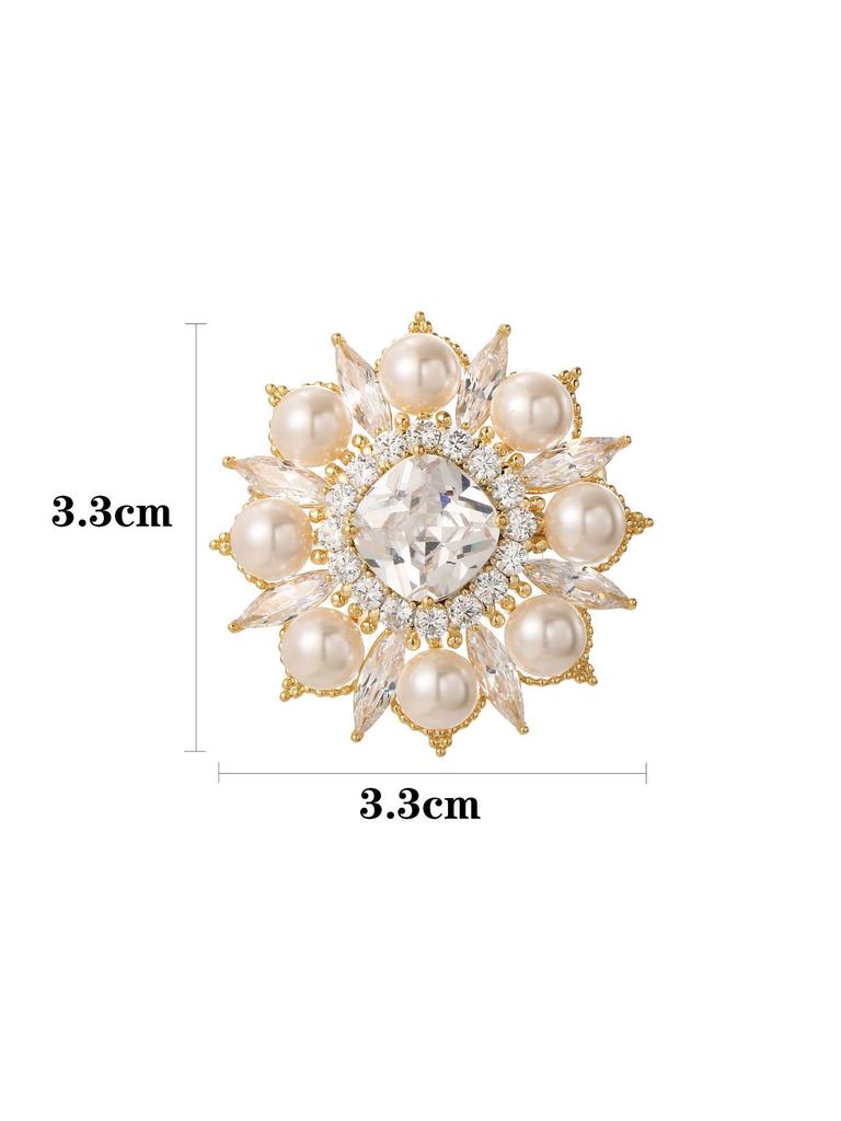 Snowflake & Butterfly Zircon Brooch with Freshwater Pearl for Women's Korean Style Suit Coat