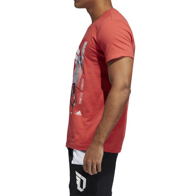 Adidas T Shirts Men's Honor Red Crew Neck Moderate Straight Fit FT8837