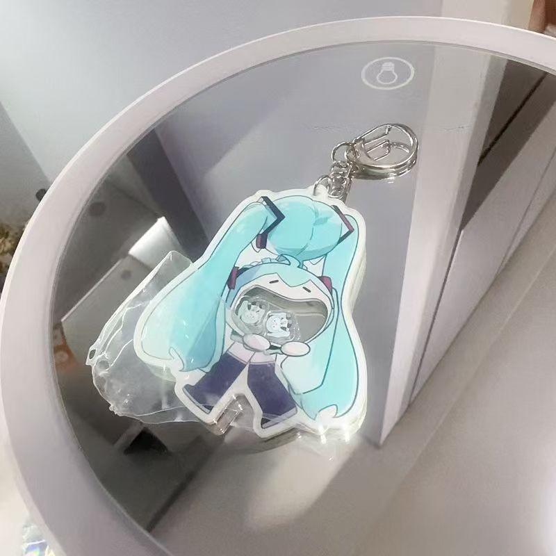 Acrylic HATSUNE MIKU Keychain Cute Anime Shaker Charm Best Friend Gift Cosplay Accessories