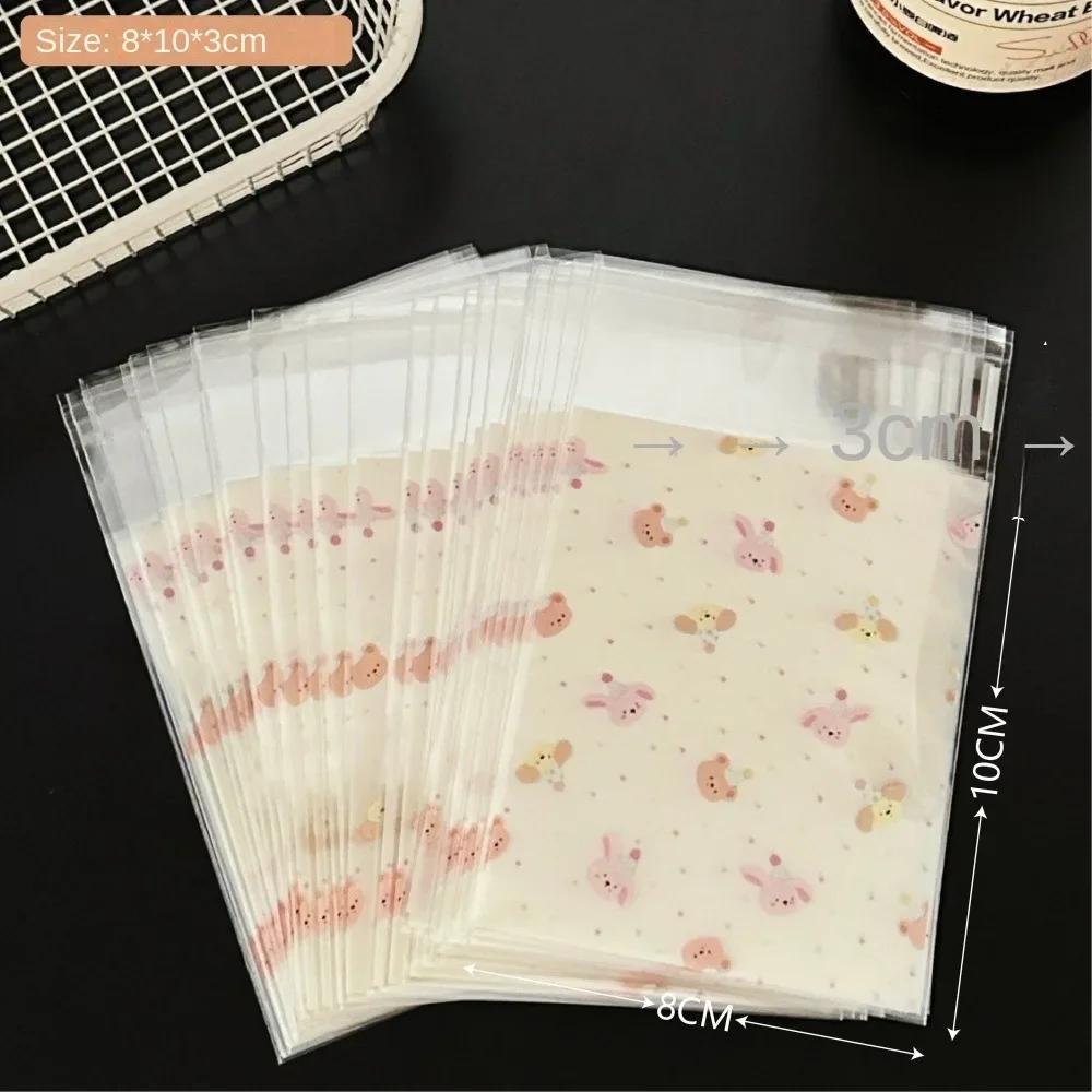 

50PCS Cute Animal Candy Gift Bags Plastic Transparent Cookies Baking Packaging Bag Self Adhesive Kpop Card Bag Package Supplies 5x5x5cm