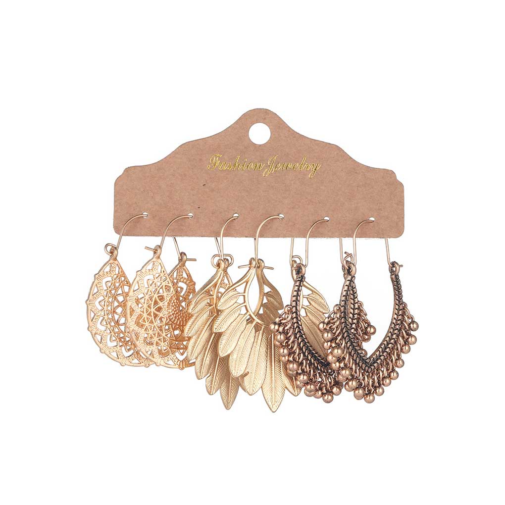 6pcs Bohemian Earrings Exquisite Beautiful Vintage Jewelry Hanging Decor Ear Pendant Geometric Earring Pendant