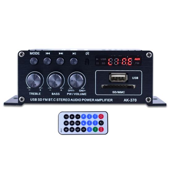AK370 Power Amplifier Multifunctional Low Distortion Bluetooth-compatible Wireless Connection 12V/220V 2CH Audio Amplificador for Home