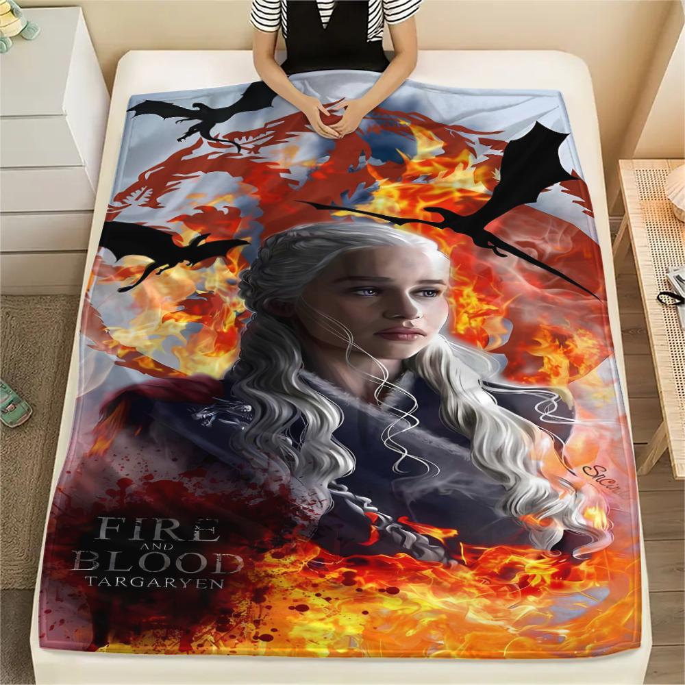 1 Stück Game of Thrones Druck Flanelldecke, Hohe Qualität, Bequem für alle Jahreszeiten, Heimdekoration, Wärme und Komfort, Perfekt für Geschenke