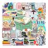 50 Reading Doodle Personality Cartoon Children's Gauze DIY Skateboard Water Cup Suitcase Stickers Waterproof